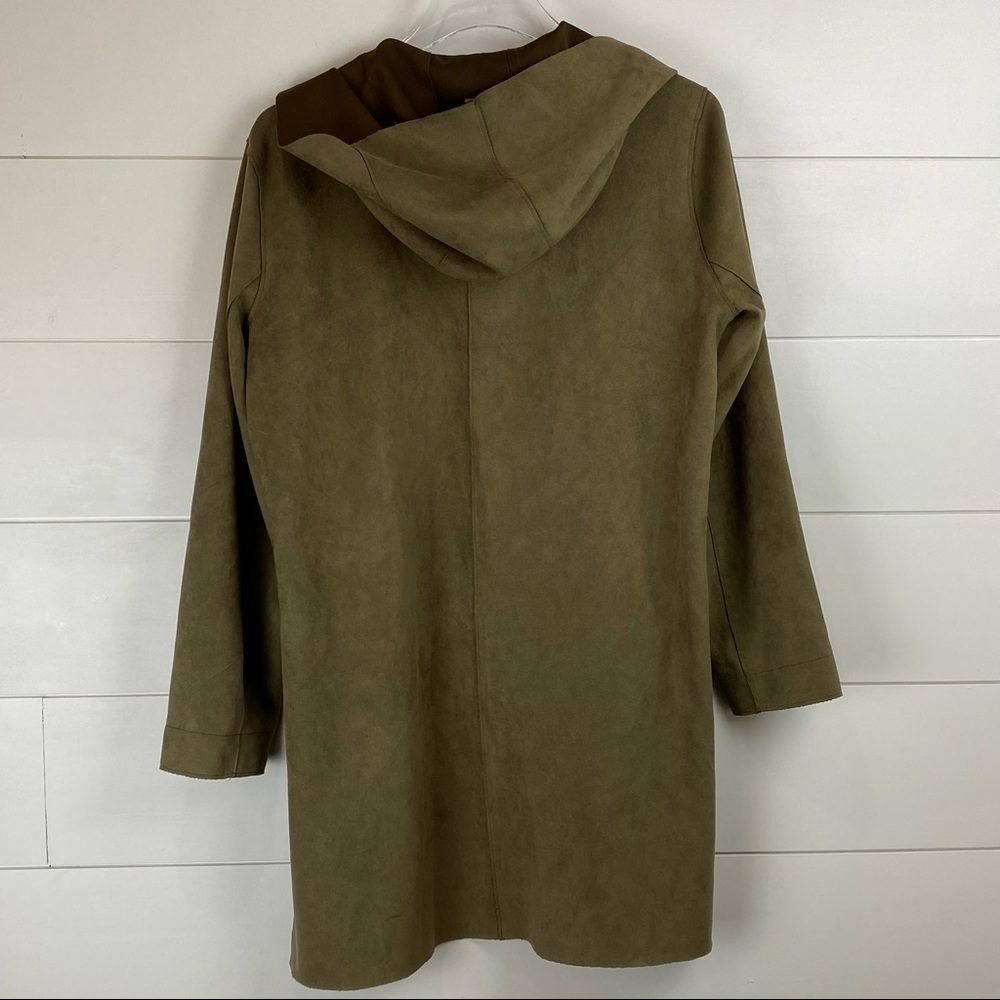 NEW ZARA Small Faux Suede Leather Open Hooded Jacket Coat - Picture 10 of 10
